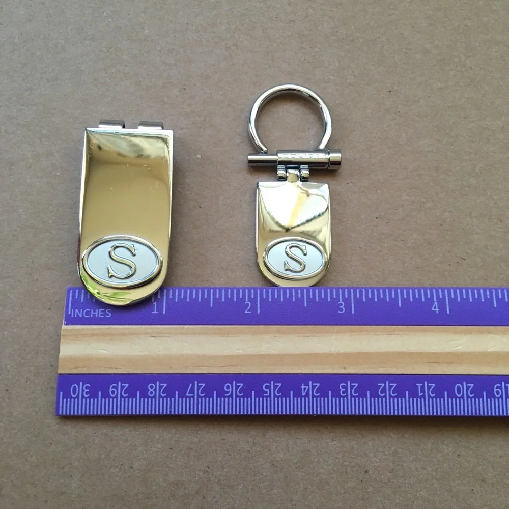 Silver Monogrammed Money Clip and Keychain Set